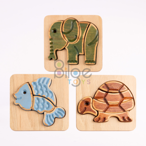 Animals Puzzle Set Beech Wood & Beech Plywood 15 - 19 Pieces