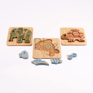 Animals Puzzle Set Beech Wood & Beech Plywood 15 - 19 Pieces